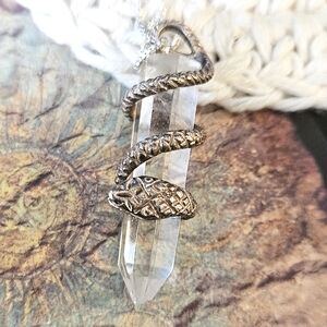Amazing Vintage Sterling Silver Snake Quartz Necklace
